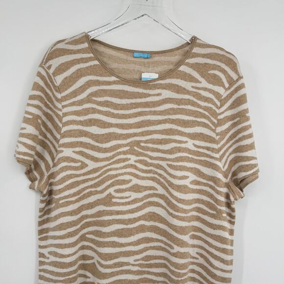 J. McLaughlin Morrison sweater XL animal print modal blend oatmeal white NEW - Picture 2 of 7
